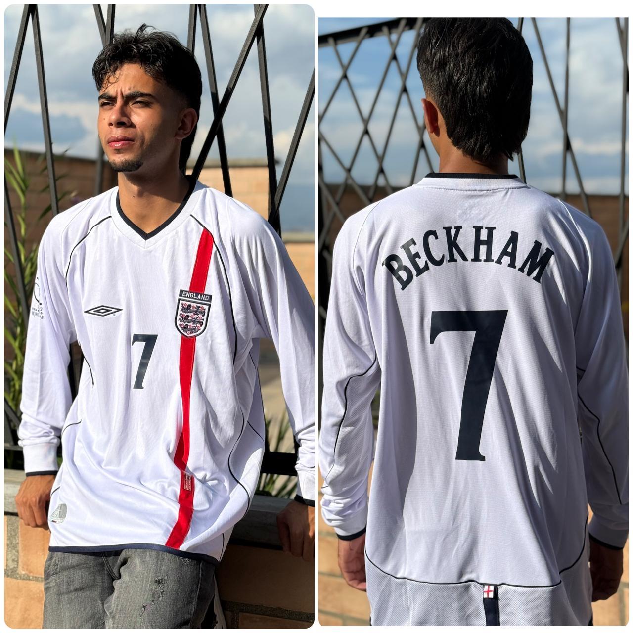 Camiseta RETRO - BECKHAM – INGLATERRA Local – 2002 MANGA LARGA + Envío Gratis