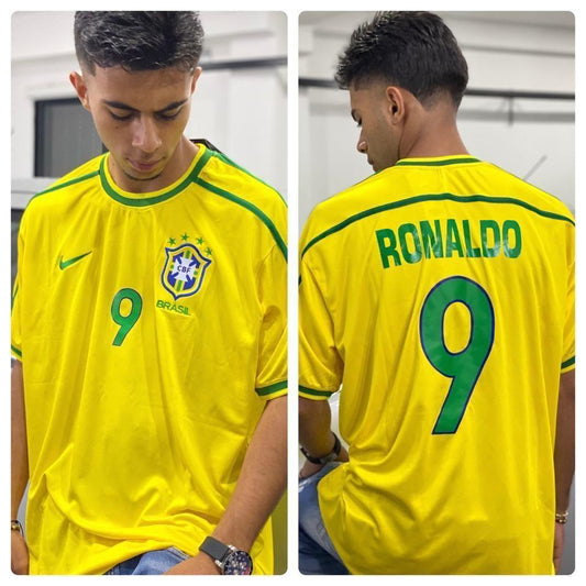 Camiseta RETRO - RONALDO - BRASIL 1998 Local - MANGA CORTA + Envío Gratis