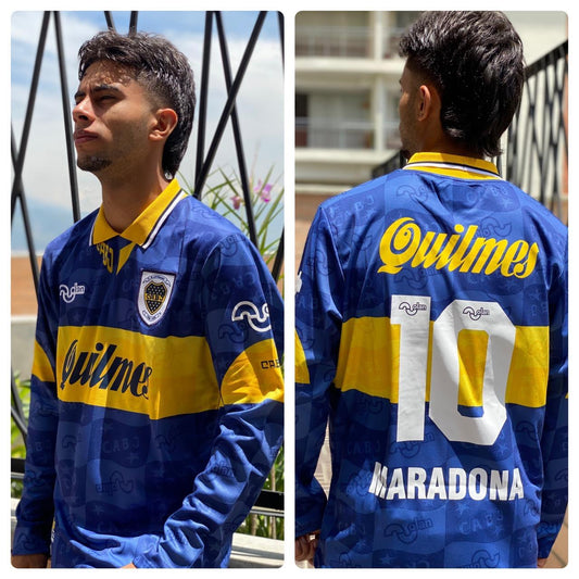 Camiseta RETRO - MARADONA - BOCA JUNIORS 1995/96 Local - MANGA LARGA + Envío Gratis