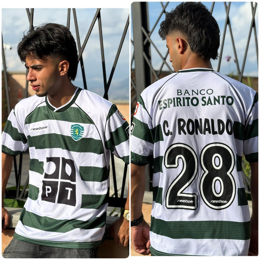Camiseta RETRO -  RONALDO – SPORTING LISBOA Local – 2002/03 MANGA CORTA + Envío Gratis